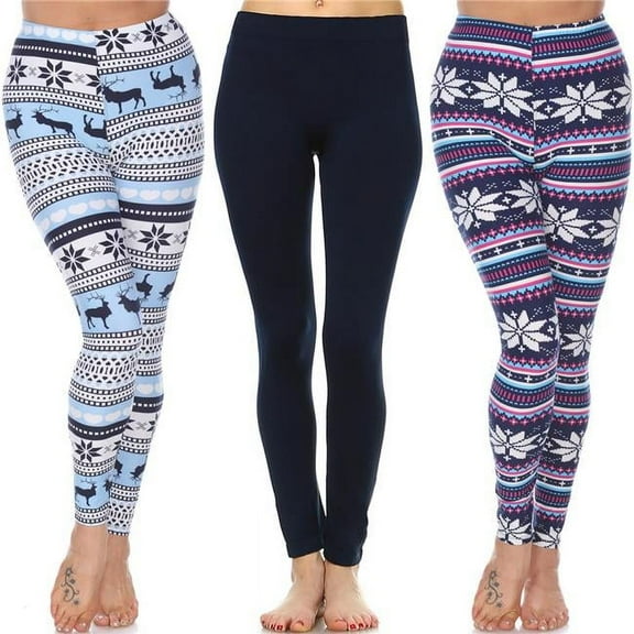 White Mark PACK 138 Polyester Women Leggings, Multi Color - Pack of 3