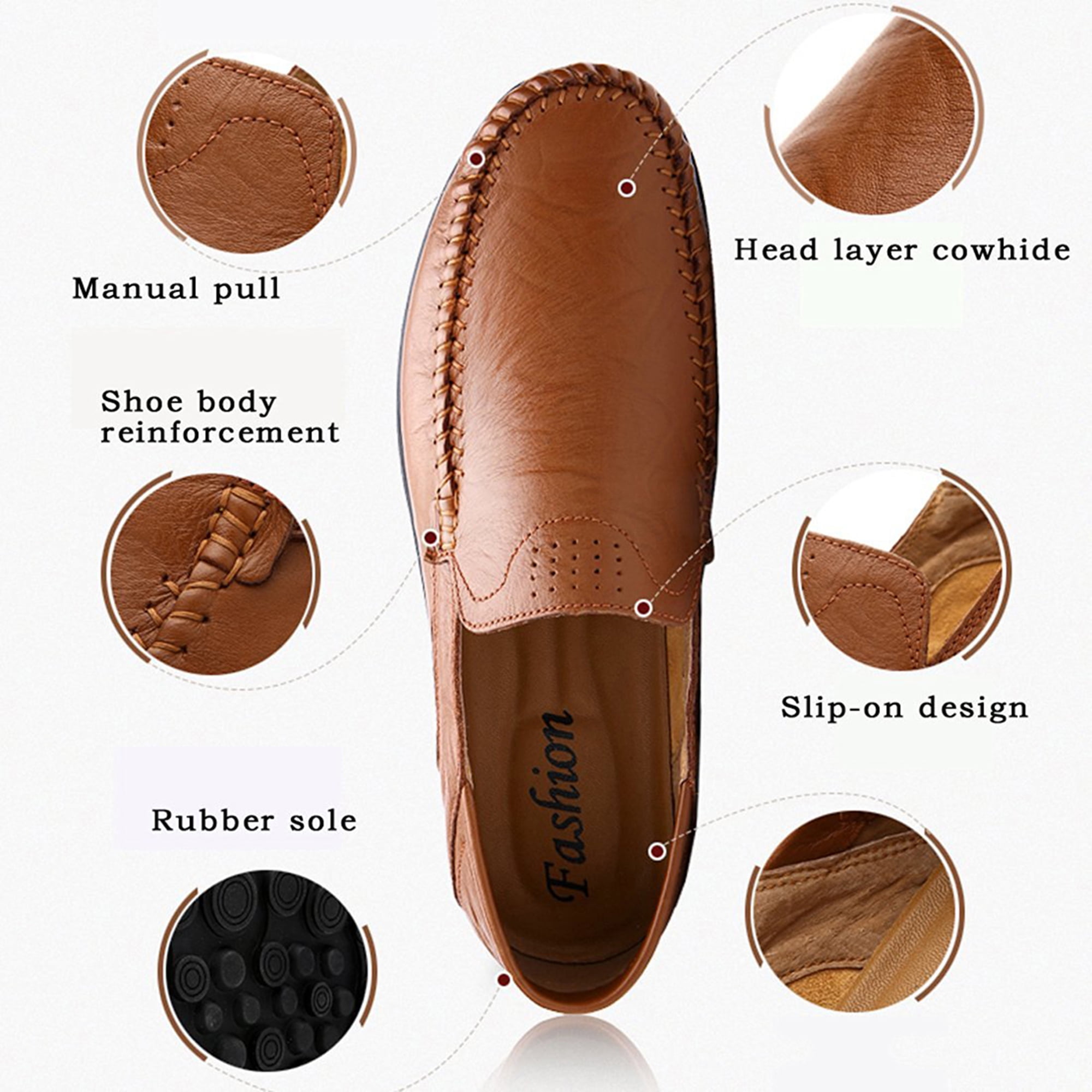 Go Tour Mens Premium Genuine Leather Casual Slip on Loafers Breathable Driving Shoes Fashion Slipper 