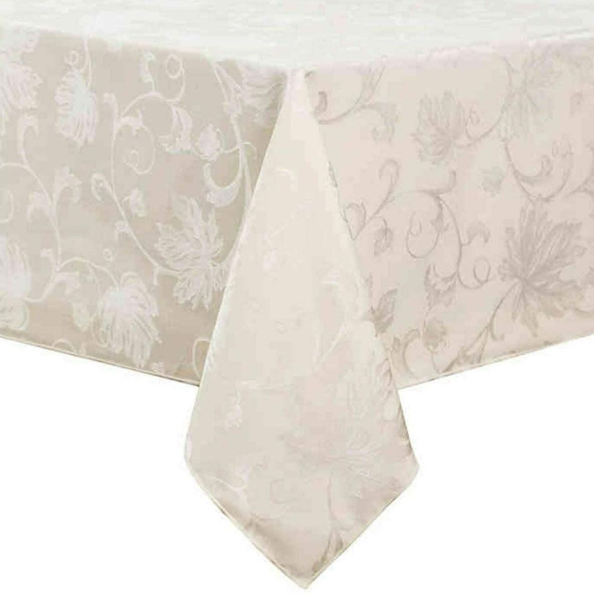 60” X 84” Autumn Vine Damask Tablecloth In Wine 