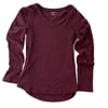 Eddie Bauer Women's Long Sleeve V-Neck T- Shirt In Merlot Navy Stripe, XL