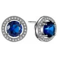 thumbnail image 2 of Paris Jewelry 10k White Gold 3 Ct Round Created Blue Crystal Halo Stud Earrings Plated, 2 of 2