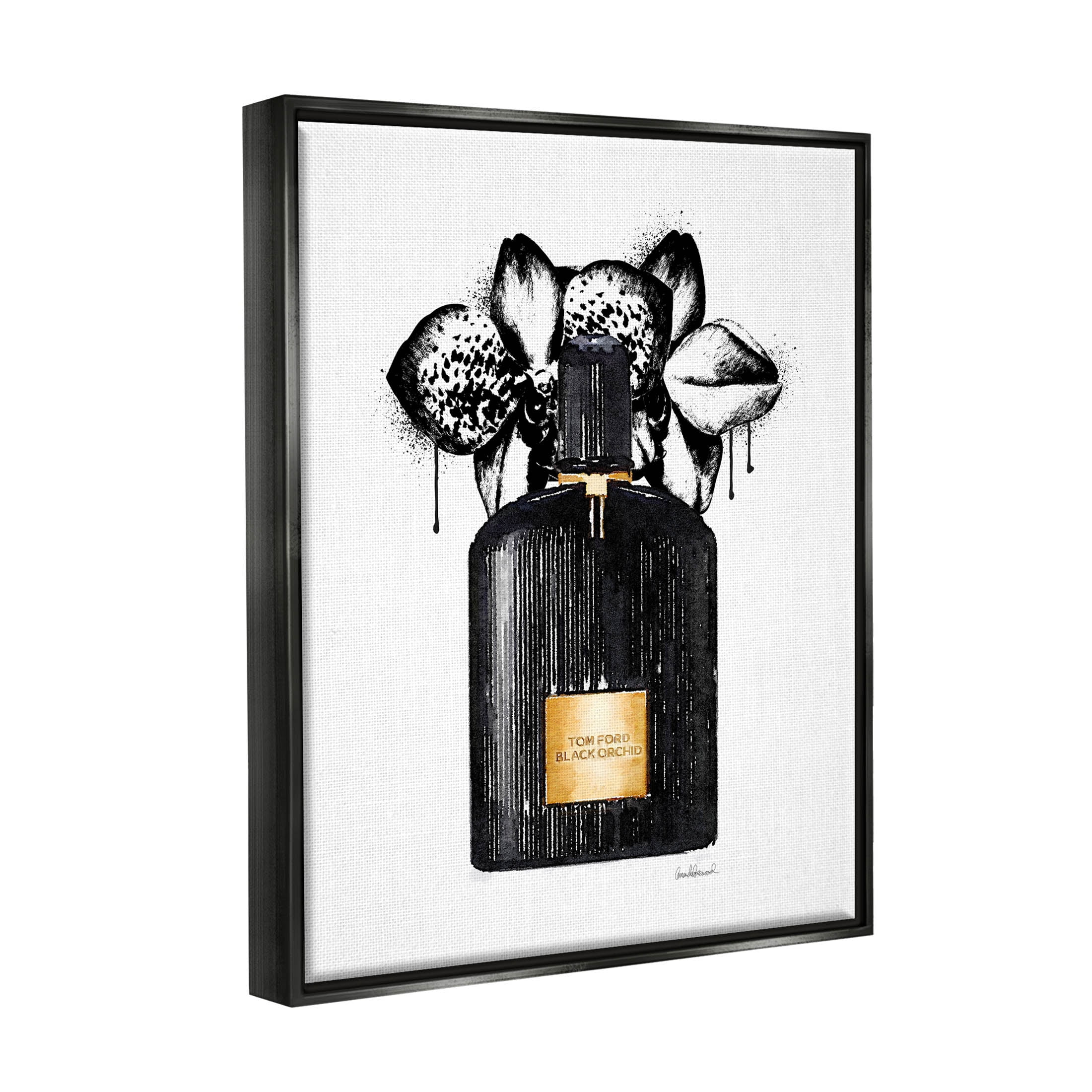 Glam Perfume Urban Drip Beauty & Fashion Graphic Art Jet Black Framed Art Print Wall Art