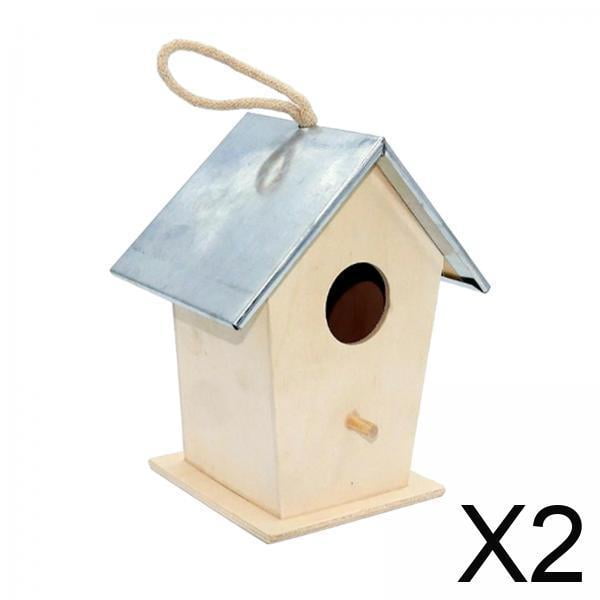 2xcasa Colgante De Madera, Mini Nido De Pájaro, Casa De Madera Para Jaula De Pájaros, Lugar De