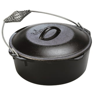 Lodge Large Pre-Seasoned 5 Quart Cast Iron Dutch Oven, Camp