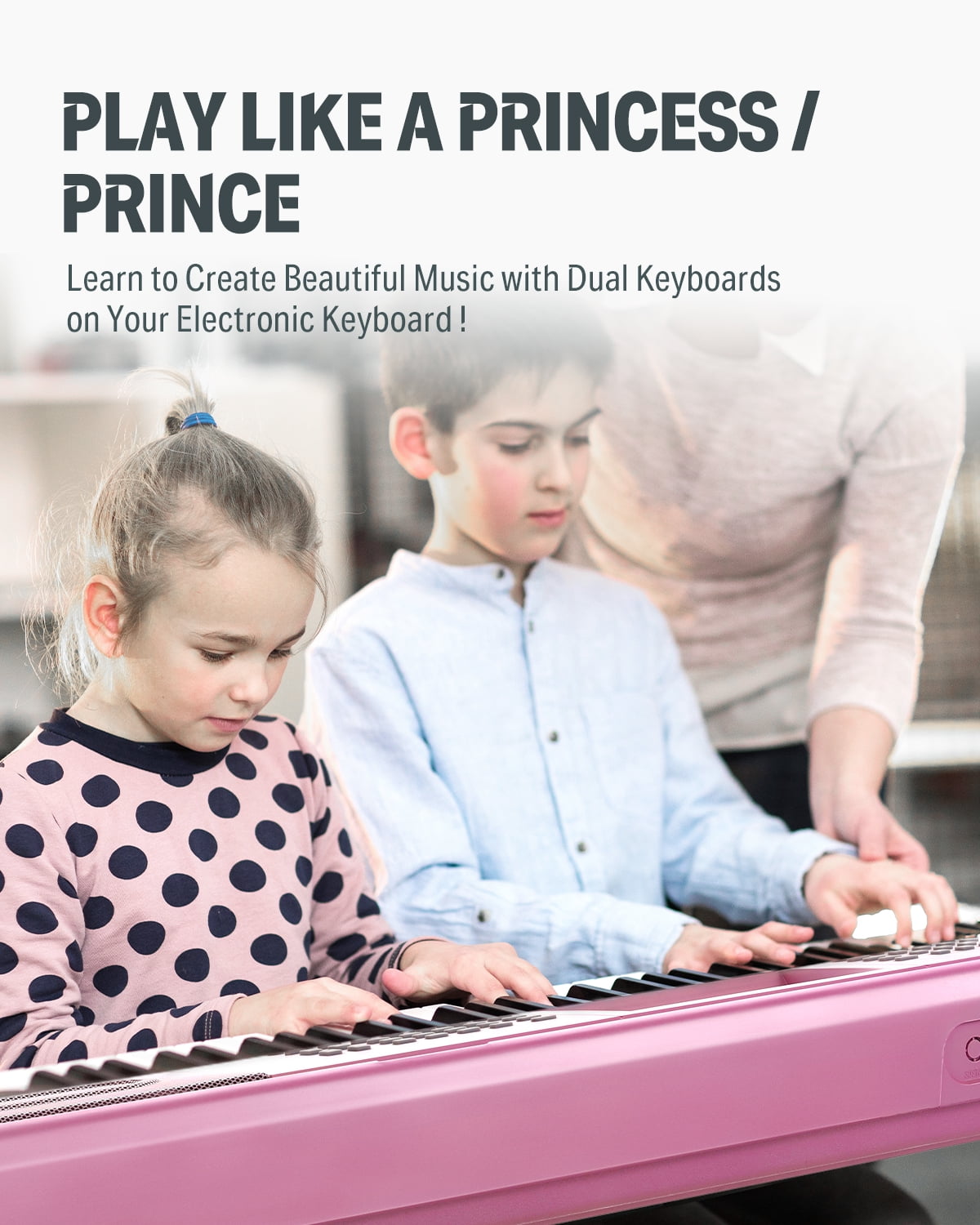 Donner New 61 Key Piano Keyboard Electric Keyboard Bundle for Beginners, with Piano Stand, Stool, Microphone, Perfect Gift for Daughter, Pink (DEK-610S)