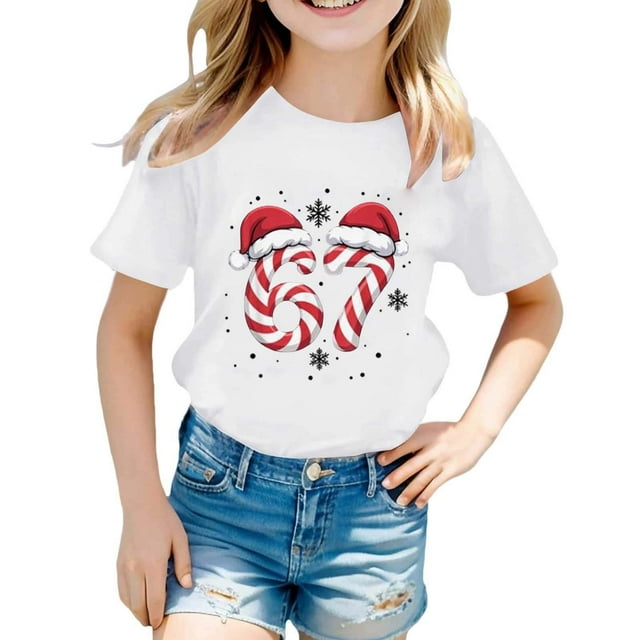 Shadoumai T-Shirts Amusants 67 pour Enfants - T-Shirt Col Rond Mode Décontractée Été Coupe Ample Automne Mode Mode Urbaine