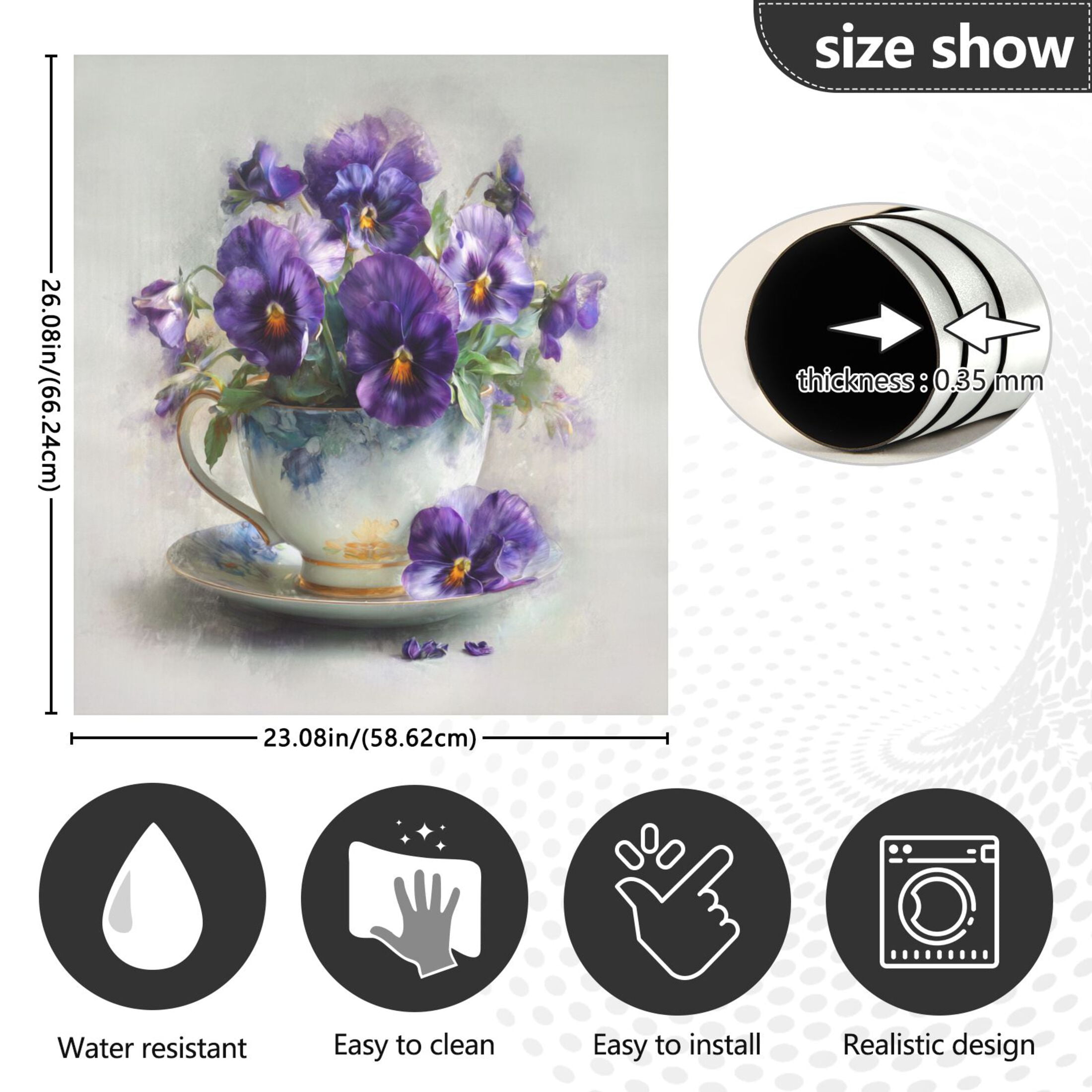 Dishwasher Magnetic Refrigerator Magnet Cover Sticker Home Decorative 23"x26" Oil Painting Of Pansies