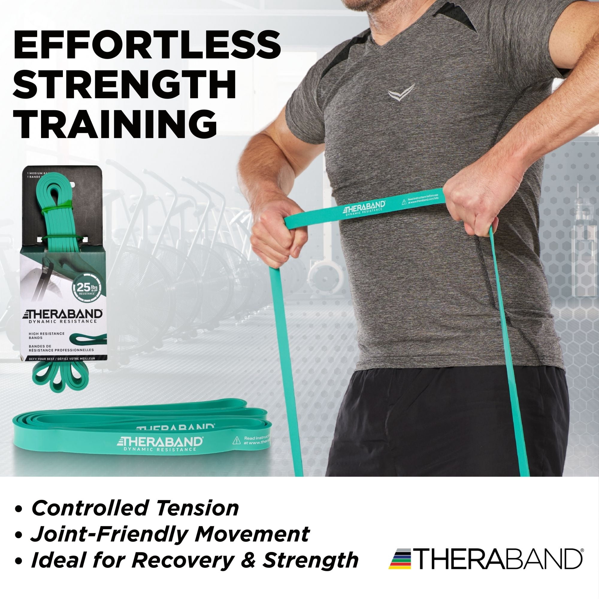 THERABAND High Resistance Band, Medium Elastic Super Band for Full Body Workouts, Physical Therapy, Strength Training, Durable 41” Loop Exercise Band, 25 lb Resistance