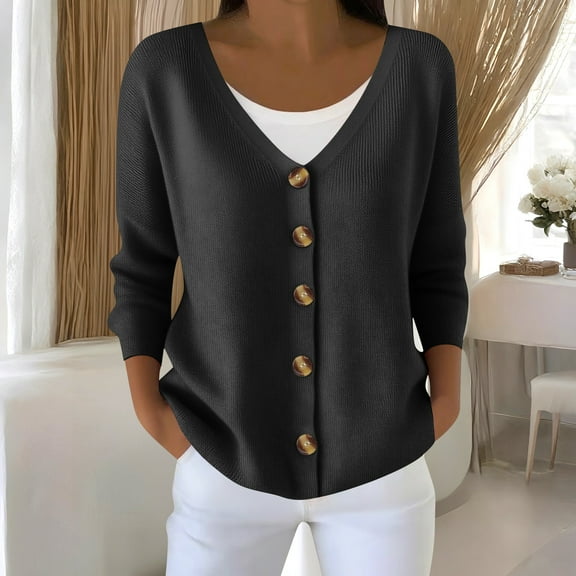 Womens Cardigan Sweaters Lightweight Crew Neck Long Sleeve Outfits Fall Fashion 2025 Clothing