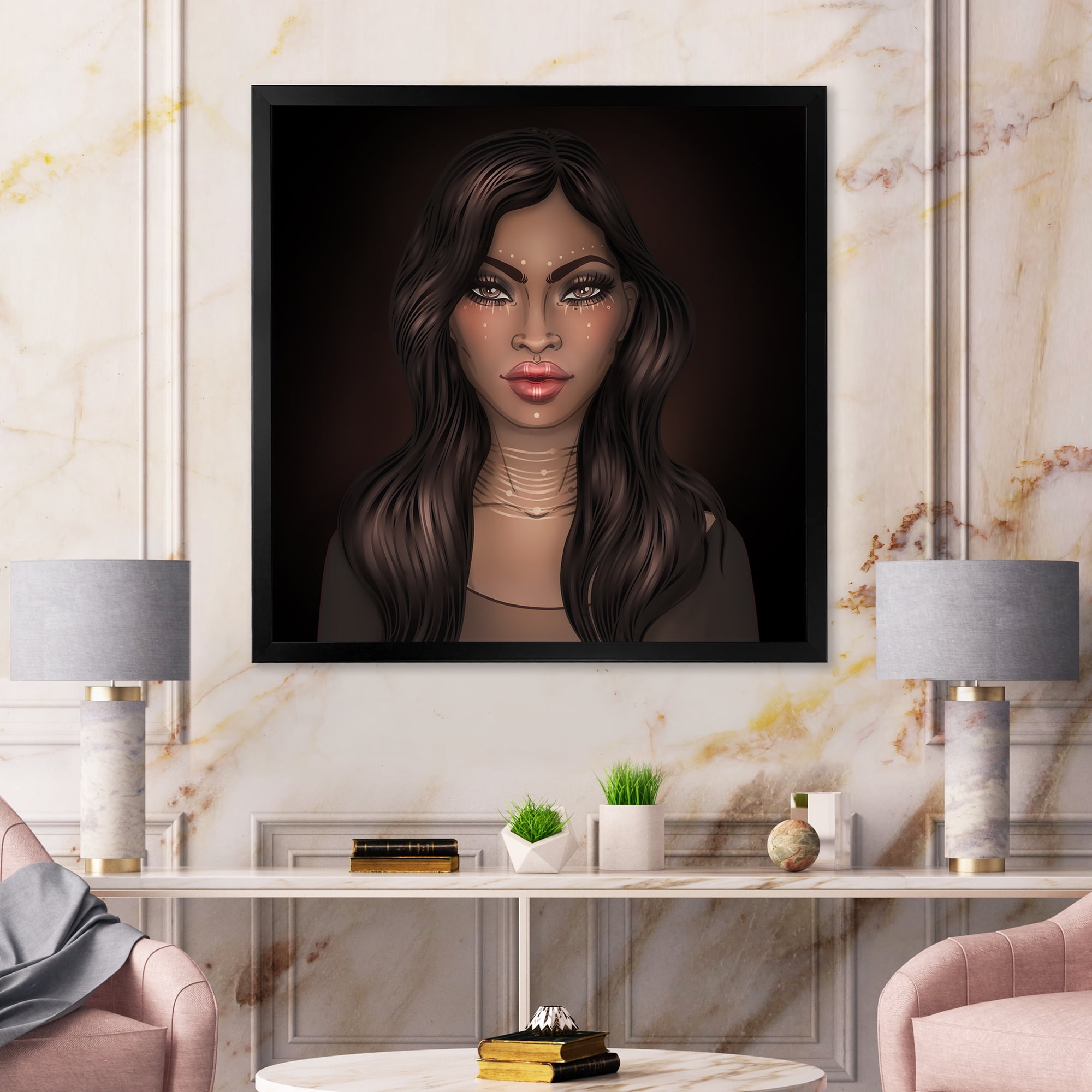 Designart 'Portrait of Afro American Woman IV' Modern Framed Art Print