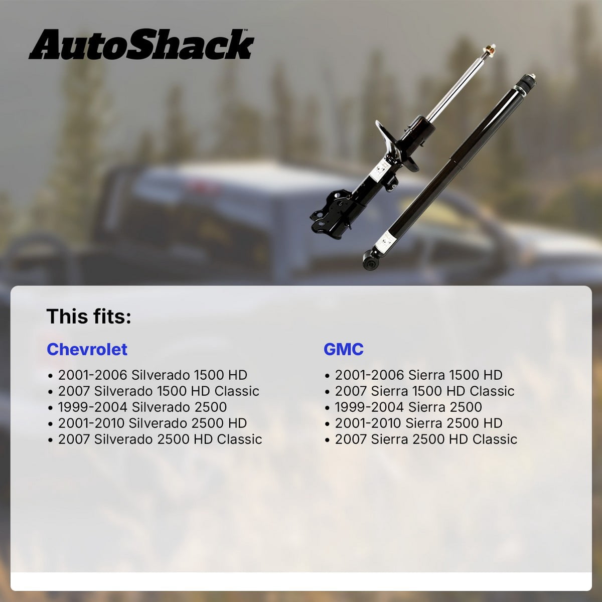 AutoShack Front & Rear Shock Absorbers for Chevrolet & GMC, Silverado 2500 HD 2001-2010 Sierra 2500 HD 2001-2010, 4WD RWD V8 6.0L 6.6L 8.1L