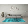 thumbnail image 3 of Ahgly Company Machine Washable Indoor Rectangle Oriental Turquoise Blue Industrial Area Rugs, 4' x 6', 3 of 4