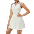 thumbnail image 2 of Xunlbb Beach Tank Top Dress Women's Lapel Tennis Skirt Dry Breathable Waist Contrast Color Sports Casual Fitness Dress, S-2XL, 2 of 6