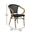 thumbnail image 5 of Emma + Oliver Set of Two Indoor/Outdoor Stacking Thonet Bistro Style Chairs with Arms, Black Textilene Seat and Natural Bamboo Finished Metal Frame, 5 of 16