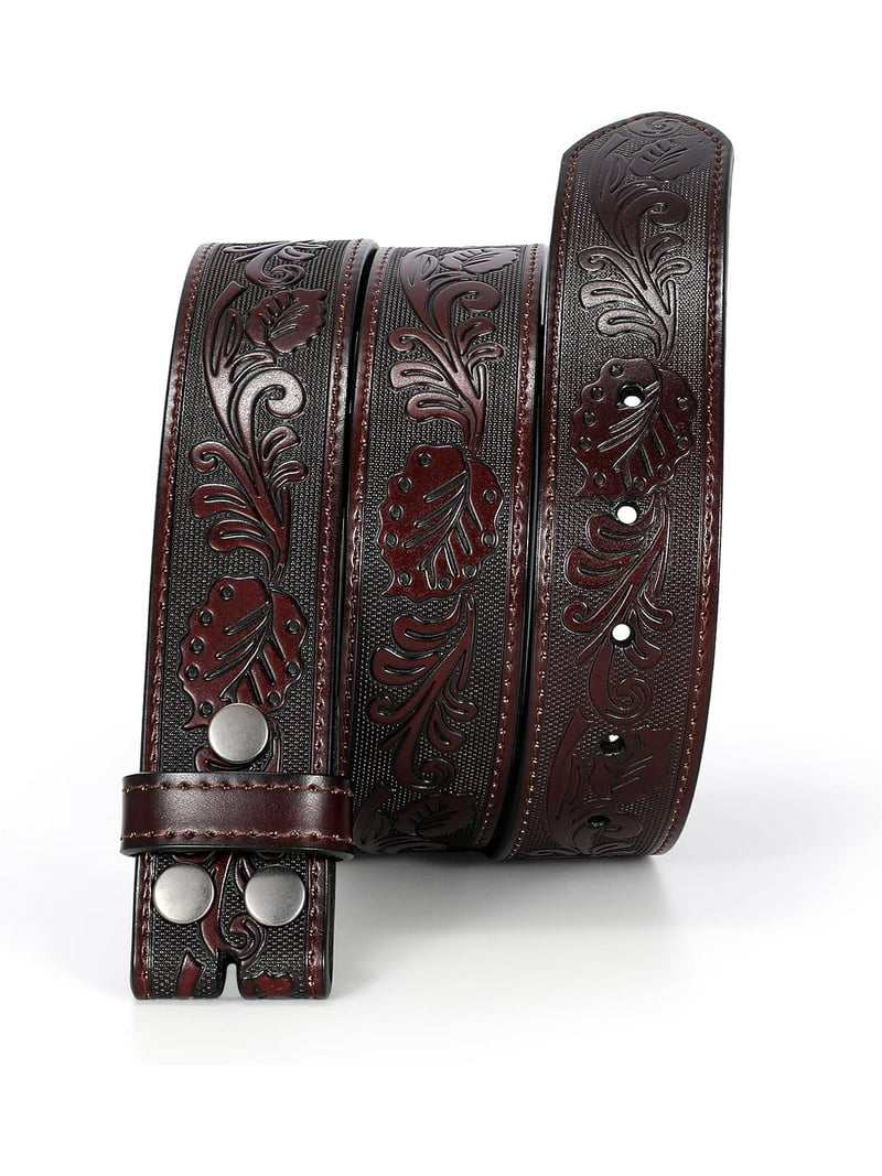 Mens Western Leather Belt Strap Without Buckle 1.5 display picture 1