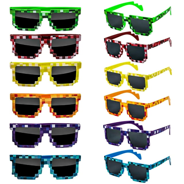 Gafas de Sol KIMOBER Pixeladas en Mosaico Paquete de 12 con 6 Colores