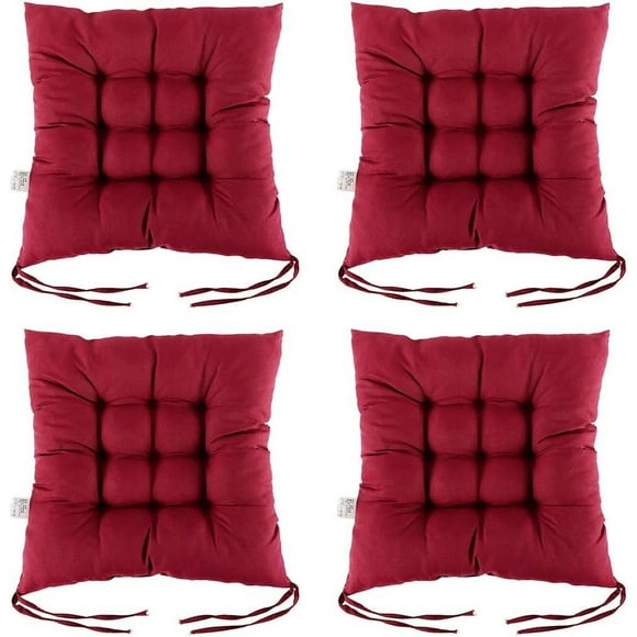 Nvzi Scorpiuse Chair Pads with Ties 15"x15" Non-Slip Soft Seat Cushions Set of 4 Breathable Pearl Cotton Filling Seat Cushion for Dining Living Room Kitchen Office Chair Den (15" x 15", Red)