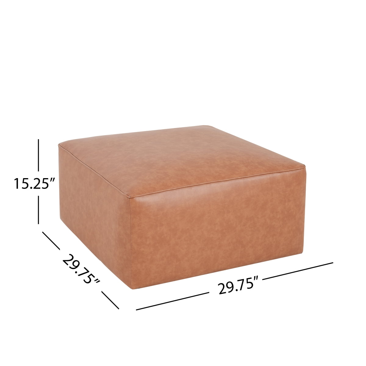 Square PU Leather Ottoman Tan Brown Modern Upholstered Furniture