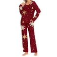 thumbnail image 5 of EchfiProm Christmas Pajamas for Women Cute Loungewear One Sets Pants and Long Sleeve Soft Red Womens Pjs Set, 5 of 8