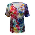 thumbnail image 3 of Birdeem Mode Femme Blouse à Manches Courtes Imprimée Col en V T-Shirt d'Été, 3 of 5