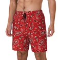 thumbnail image 1 of Balery Red Paisley Floral Bañador para hombre, shorts de playa de secado rápido con entrepierna y forro de compresión-X-Large, 1 of 6
