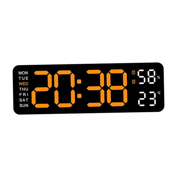 Reloj de escritorio con alarma digital y temperatura, reloj de pared moderno para el hogar. naranja negro claro