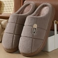thumbnail image 2 of Yindaity Fuzzy House Slippers for Men Indoor Outdoor, Warm Footwear Cozy Mens Slippers(Coffee,12), 2 of 6