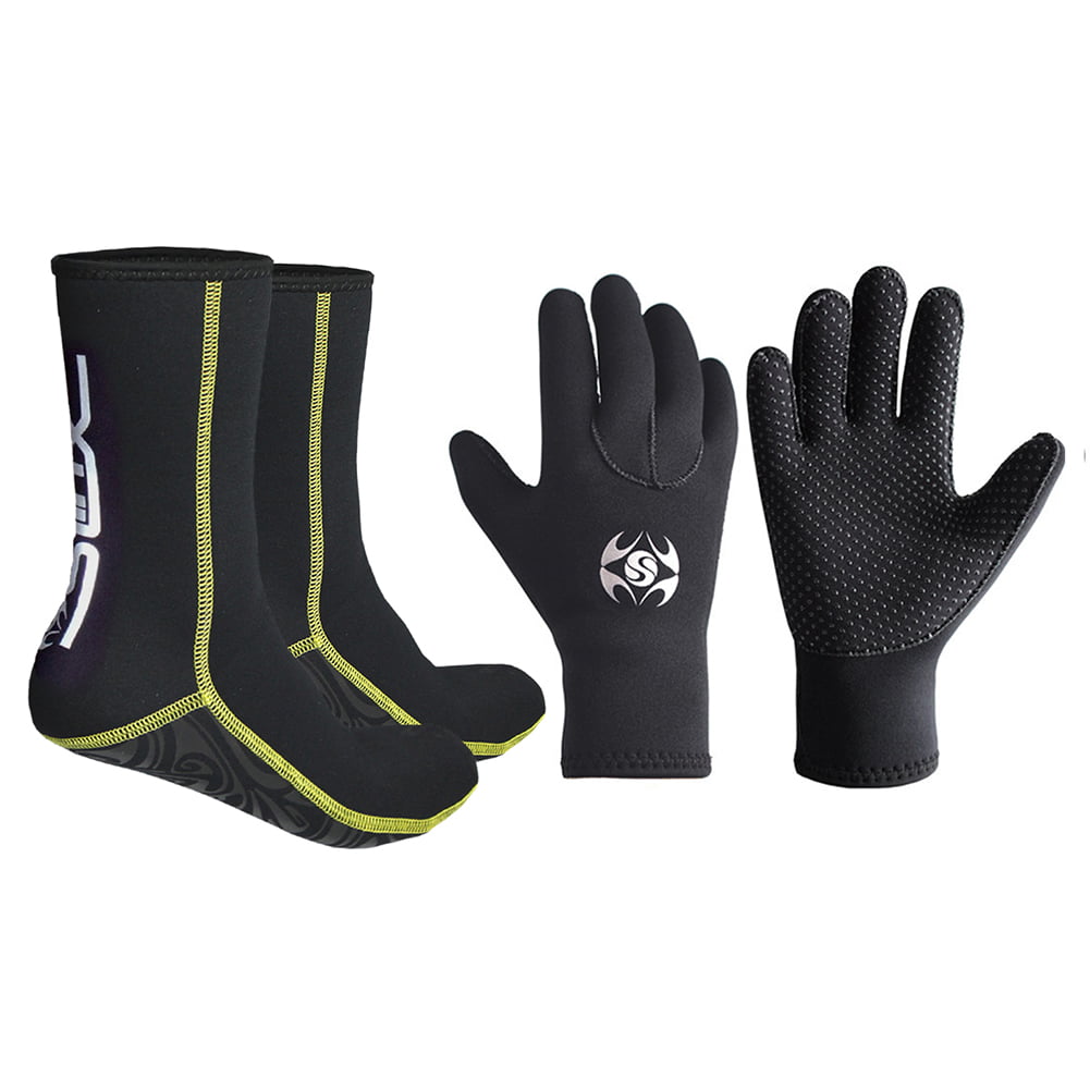 Diving 3MM Neoprene Socks Gloves Mens Water Sport Surf Non-slip Websuit Boots 