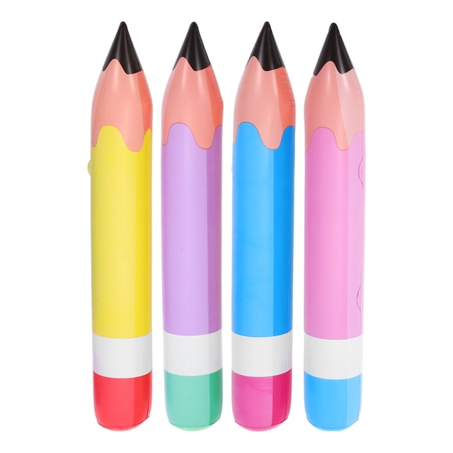 MOVTOTOP 4pcs Multi-color Blowing Decoration Funny Crayon Pen Balloon Classroom Inflatable Prop