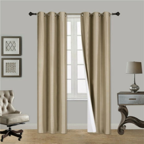 Solid Thermal Foam Lined Blackout Heavy, Lined Curtain Panels With Grommets