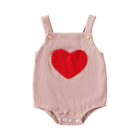 

Zhencn Valentines Day Baby Boys Girls Romper 0 18M Sleeveless Heart Print Pocket Corduroy Overalls Jumpsuits 12-18 Months