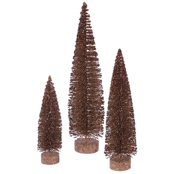 Vickerman 12"/16"/20" Mocha Glitter Oval Artificial Christmas Tree, Unlit