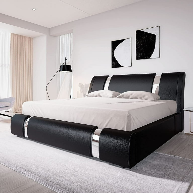 Faux leather bed frame cheap full