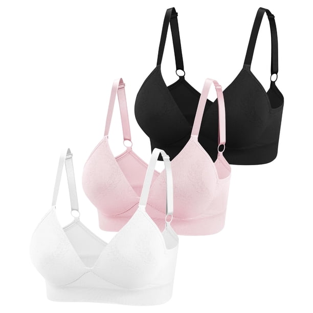 Bra Eleplus Deep V Wireless para mujer, paquete de 3 piezas, multicolor