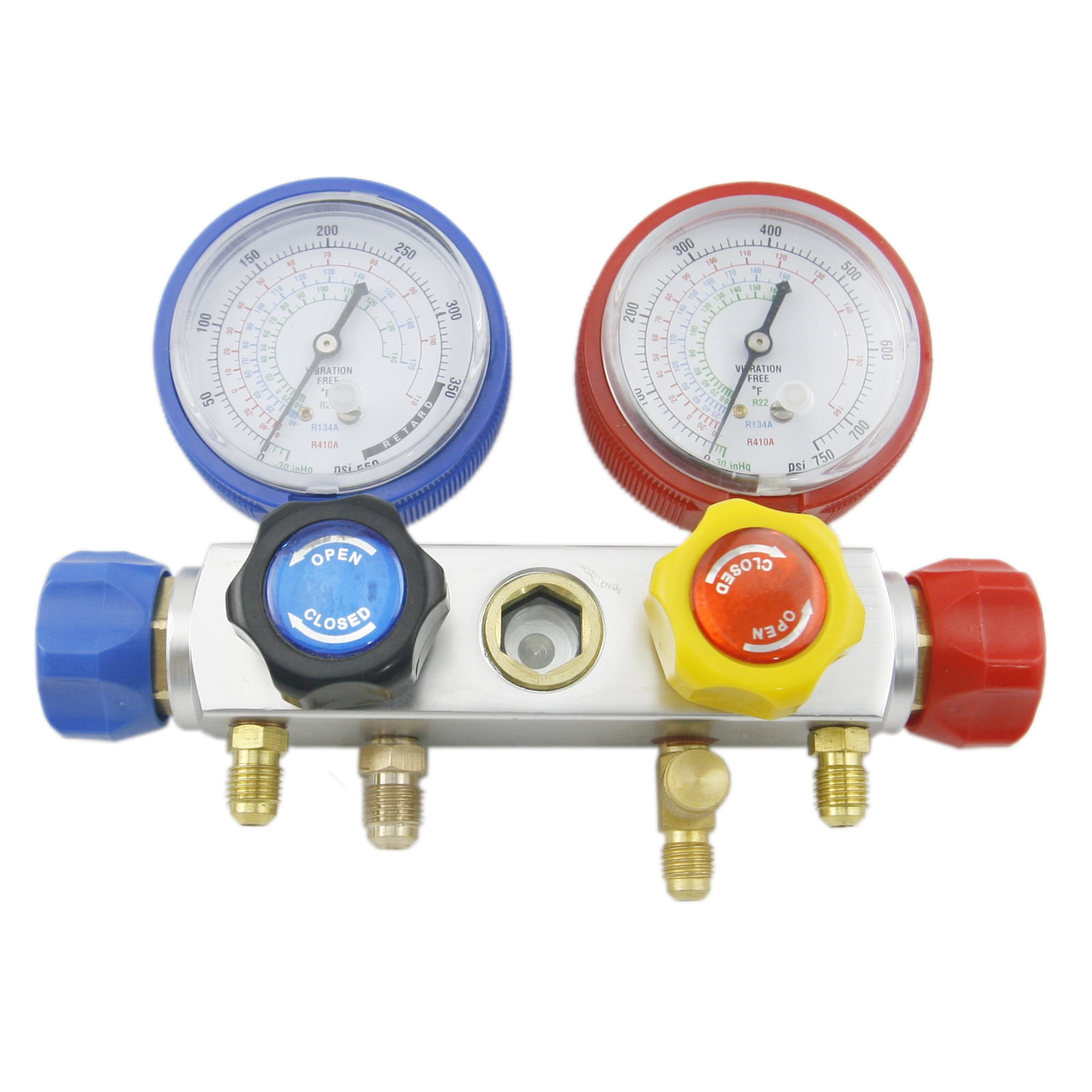 4 Way AC Manifold Gauge Set R410a R22 R134a Quick Coupler 60" Hose ACME