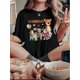 thumbnail image 1 of Camiseta para mujer verano cuello redondo1pc Women'S Casual Crew Neck T-Shirt with Cute Cartoon Bear Print, Polyester Knit Fabric, Medium Stretch, Animal Pattern, Fashionable Short Sleeve Top for Al, 1 of 6