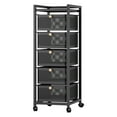thumbnail image 2 of 4/5/6 Tiers Slim Rolling Storage Cart, Fruit Vegetable Storage Cart, Narrow Metal Storage Cart with Pull-Out Basket, Fruit Vegetable Metal Wire Shelf for Living Room, Kitchen-Black,6 Layers, 2 of 8