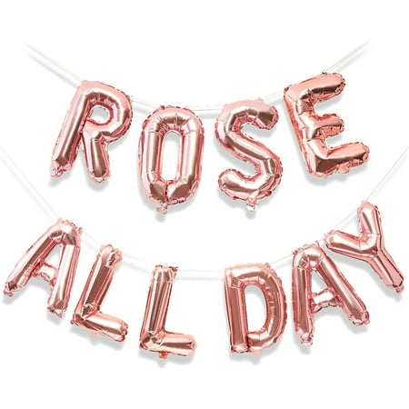 Rose All Day Letter Rose Gold Foil Balloons 16" for Bridal Shower & Bachelorette Party Decorations