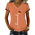 thumbnail image 1 of Women's Germany Football Graphic T-Shirt, Women's V-Neck T-Shirt German Soccer Letter Print Graphic Tee, Casual Fashion Top, Summer Short Sleeve Blouse for Soccer Tournament 2026 Saffron Size: 2XL, 1 of 4