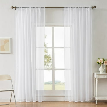 Hmgxay 1PC Lightweight Sheer Curtains, Translucent Rod Pocket Drapes for Living Room and Bedroom, Airy Sheer Window Panels, Semi-Transparent Fabric Curtains(40"x52",White)