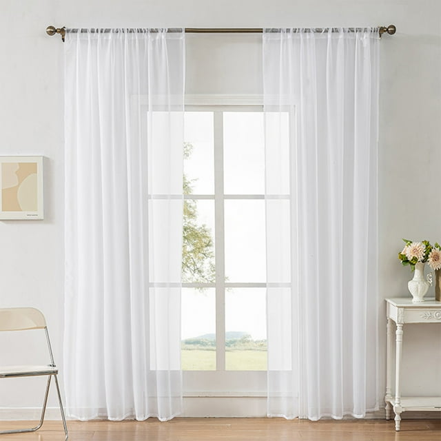 Solid Color Lightweight Sheer Curtains - Rod Pocket Style Translucent Curtains - Sheer Curtains For Living Room And Bedroom - Sheer Drapes