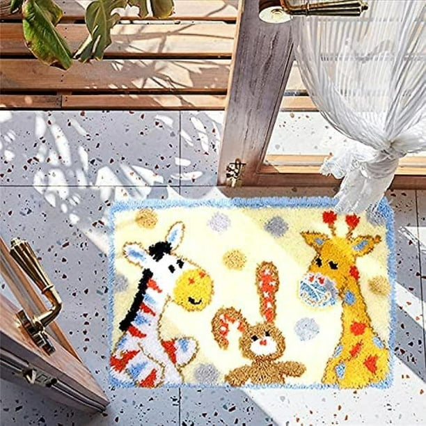 Cartoon Animal Giraffe Diy Latch Hook Kit Rug Unfinished 3d Carpet