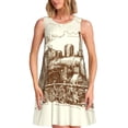 thumbnail image 1 of Vsdgher Robes d'Été Imprimé Train pour Femmes Robe de Plage Décontractée Col en U Sans Manches Robe d'Été Ample avec Poche, 1 of 7