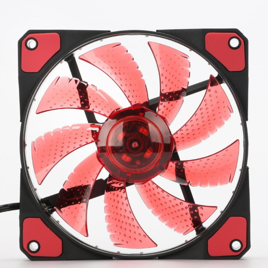12x12cm 12V 15 LED Ultra Silent Computer PC Case Cooling Cooler Heatsink Fan USA