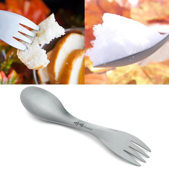1PC Titanium Spork Spoon Fork - Portable Lightweight Outdoor Camping Picnic Utensil