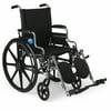 Medline Lightweight Wheelchair with Swing-Back Desk-Length Arms & Elevated Legrests, 16"x18" Seat, 300 lbs Weight Capacity, Black