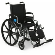 Medline K4 Basic Lightweight Wheelchair, 18 Wide Seat, Desk-Length Arms, Elevating Leg Rests