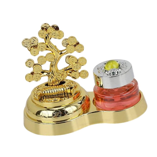 Estatua de escultura de árbol dorado, artesanía para , figurita de arte, adorno decorativo para coche, dormitorio, estantería de Navidad, mesa árbol y botella Soledad Estatuilla de árbol
