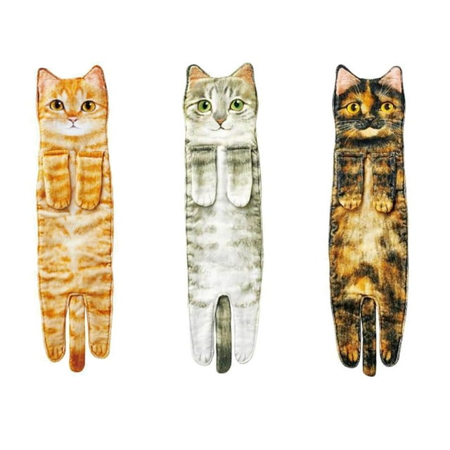 GROWTH TANK 3 pieces Cat Funny Hand Towels Decorative Drying Towel Bathroom Drying Hands B