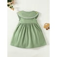 thumbnail image 3 of 9 Months Baby Girls Dress Infant Girls Summer Sleeveless Dress 12 Months Girls Embroidering Collar Solid Color Dress Green, 3 of 7